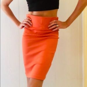 🦩🔥Coral orange Shinestar pencil skirt 🤓